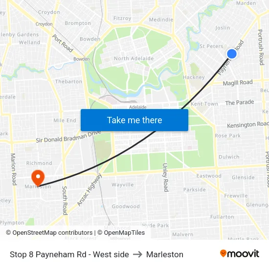 Stop 8 Payneham Rd - West side to Marleston map