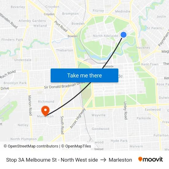 Stop 3A Melbourne St - North West side to Marleston map