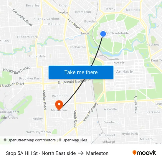 Stop 5A Hill St - North East side to Marleston map