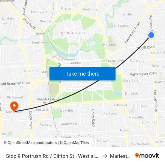Stop 9 Portrush Rd / Clifton St - West side to Marleston map