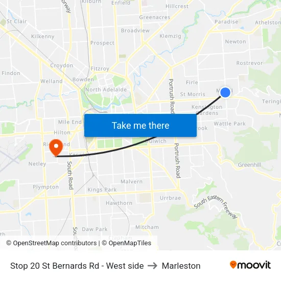 Stop 20 St Bernards Rd - West side to Marleston map