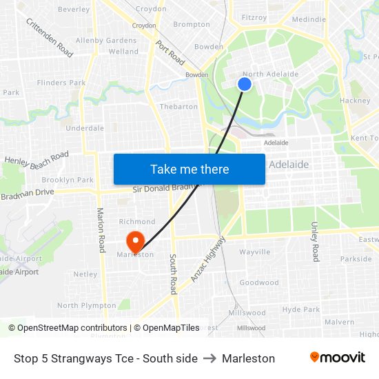 Stop 5 Strangways Tce - South side to Marleston map