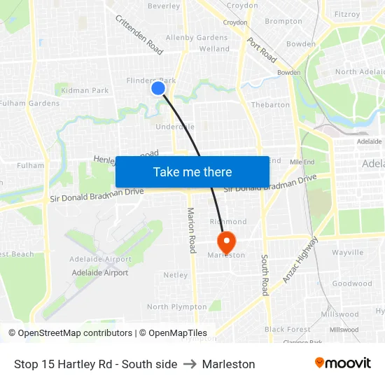 Stop 15 Hartley Rd - South side to Marleston map
