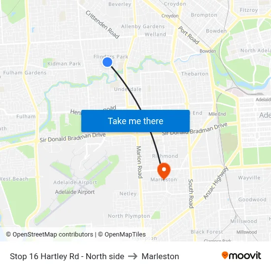 Stop 16 Hartley Rd - North side to Marleston map