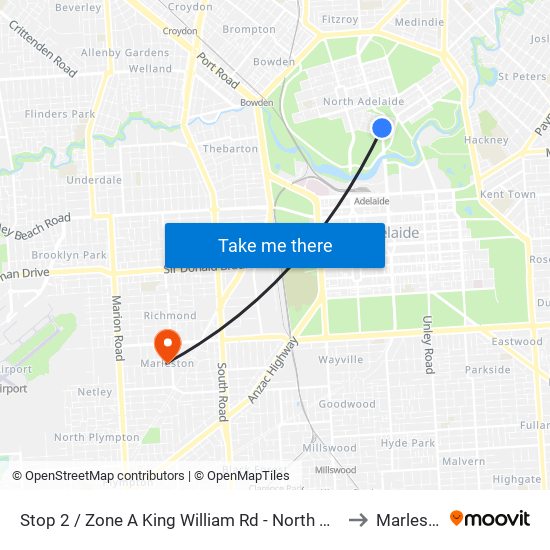 Stop 2 / Zone A King William Rd - North West side to Marleston map