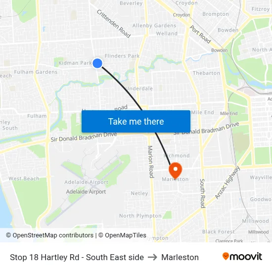 Stop 18 Hartley Rd - South East side to Marleston map