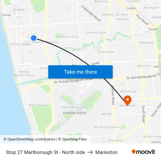 Stop 27 Marlborough St - North side to Marleston map
