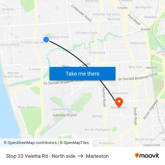 Stop 23 Valetta Rd - North side to Marleston map