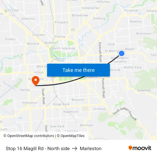Stop 16 Magill Rd - North side to Marleston map