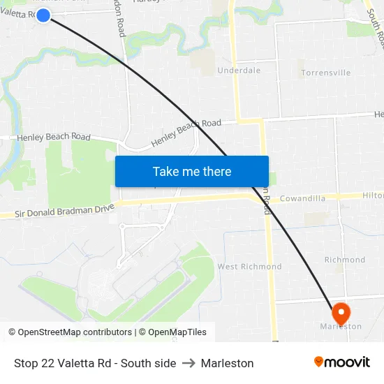 Stop 22 Valetta Rd - South side to Marleston map