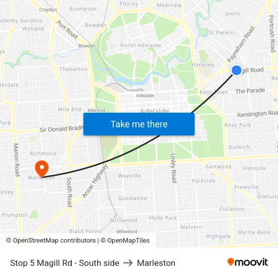 Stop 5 Magill Rd - South side to Marleston map