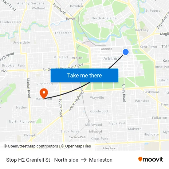 Stop H2 Grenfell St - North side to Marleston map