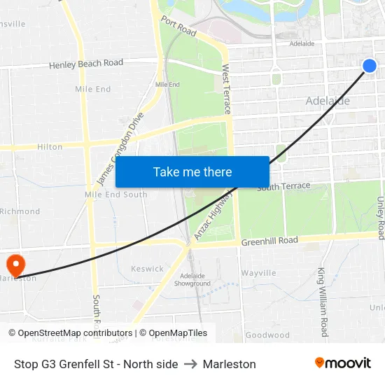 Stop G3 Grenfell St - North side to Marleston map
