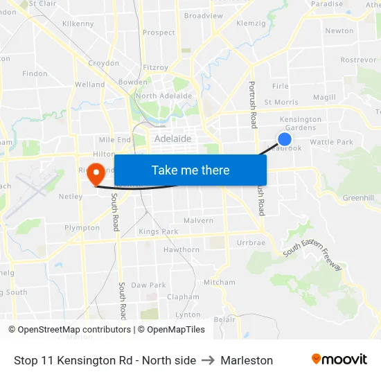 Stop 11 Kensington Rd - North side to Marleston map