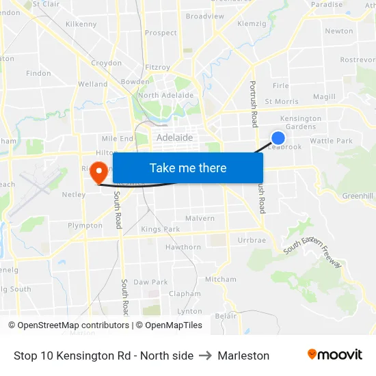 Stop 10 Kensington Rd - North side to Marleston map