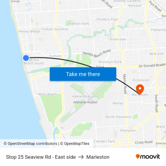 Stop 25 Seaview Rd - East side to Marleston map