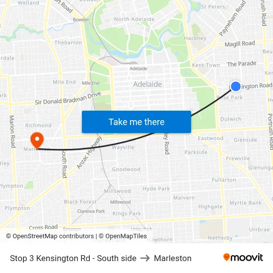 Stop 3 Kensington Rd - South side to Marleston map