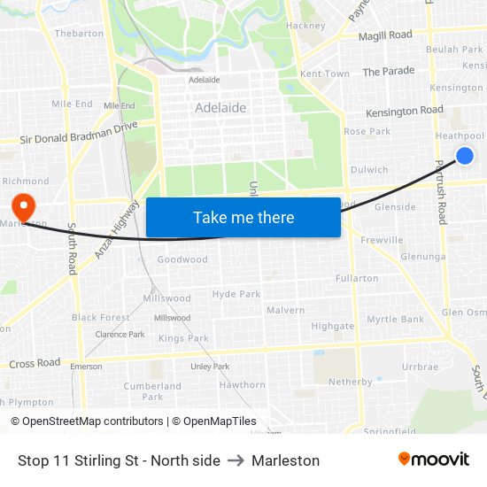 Stop 11 Stirling St - North side to Marleston map