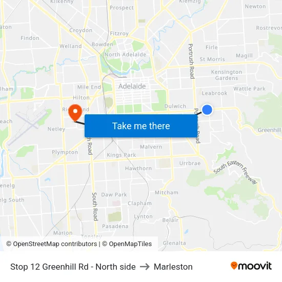Stop 12 Greenhill Rd - North side to Marleston map