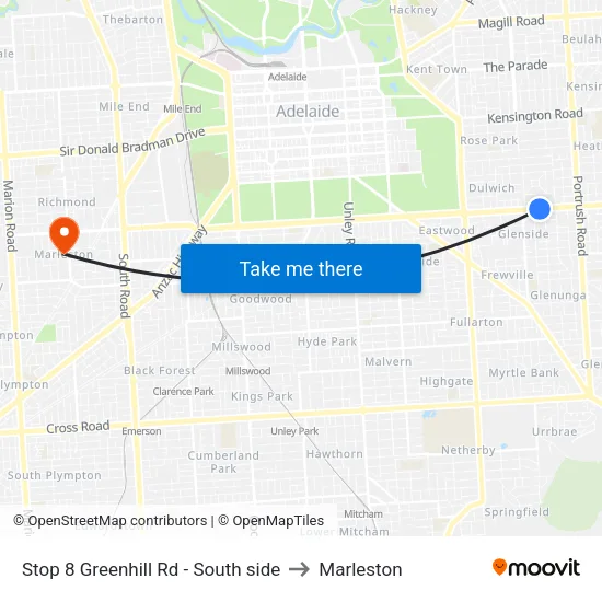 Stop 8 Greenhill Rd - South side to Marleston map