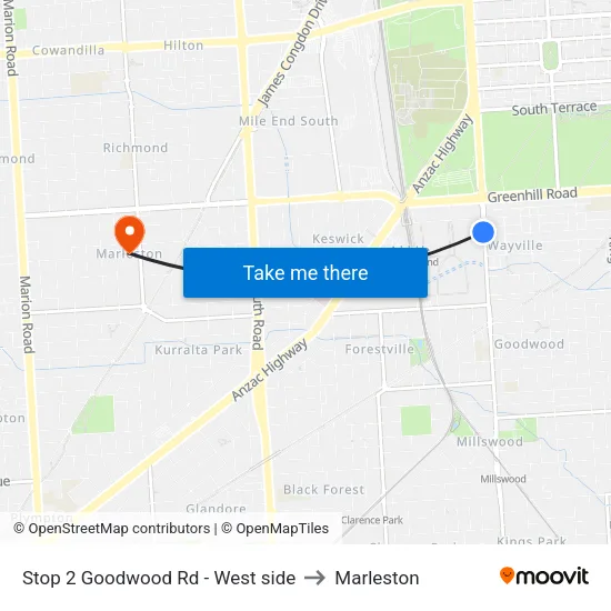 Stop 2 Goodwood Rd - West side to Marleston map