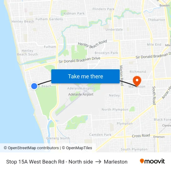Stop 15A West Beach Rd - North side to Marleston map