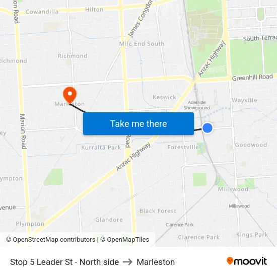 Stop 5 Leader St - North side to Marleston map