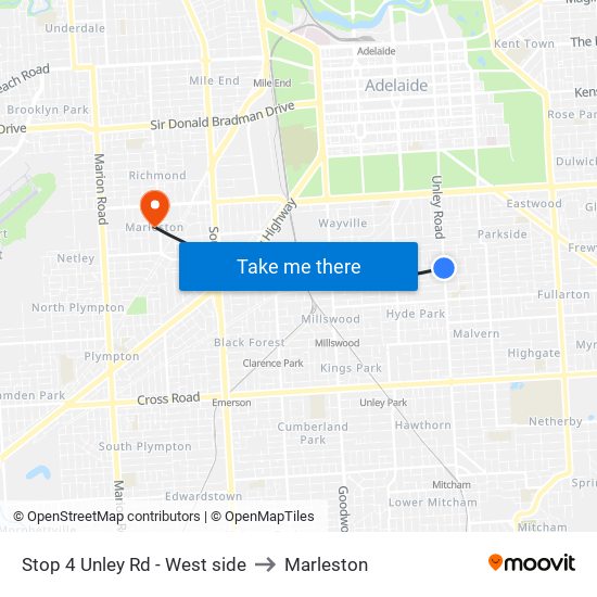 Stop 4 Unley Rd - West side to Marleston map