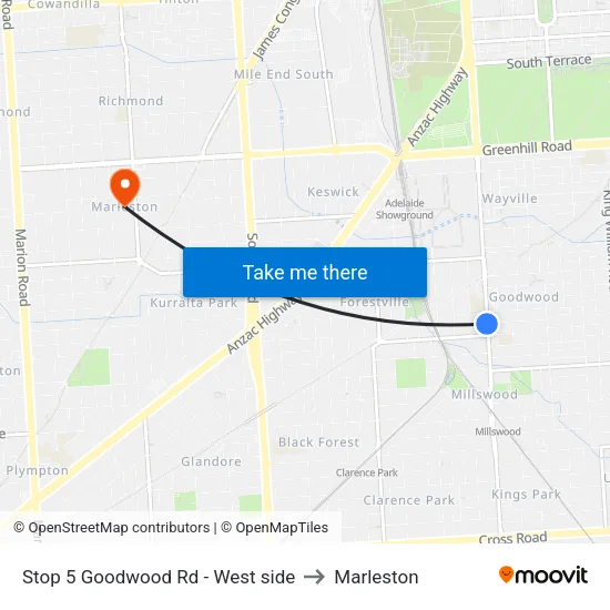 Stop 5 Goodwood Rd - West side to Marleston map