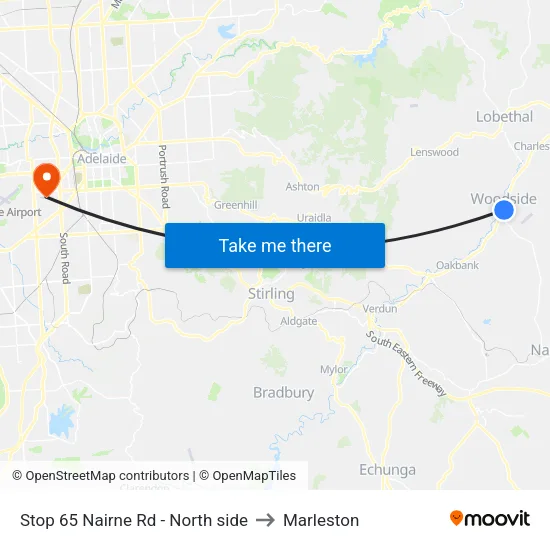 Stop 65 Nairne Rd - North side to Marleston map