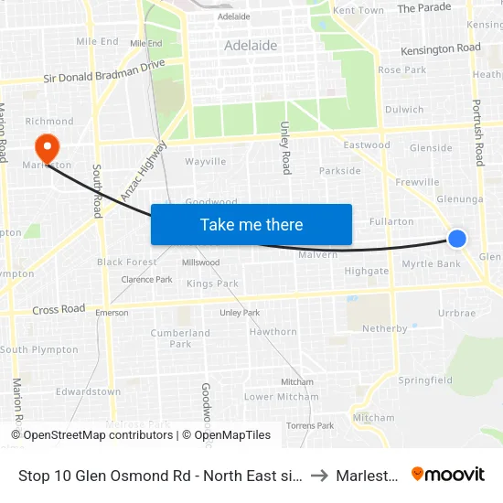 Stop 10 Glen Osmond Rd - North East side to Marleston map