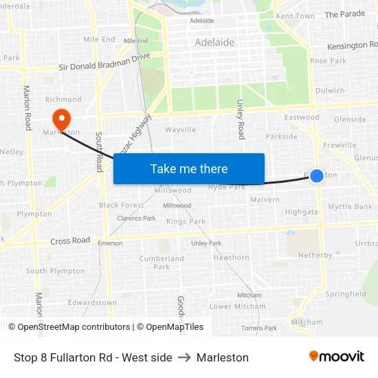 Stop 8 Fullarton Rd - West side to Marleston map