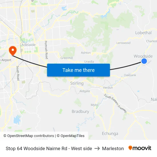 Stop 64 Woodside Nairne Rd - West side to Marleston map