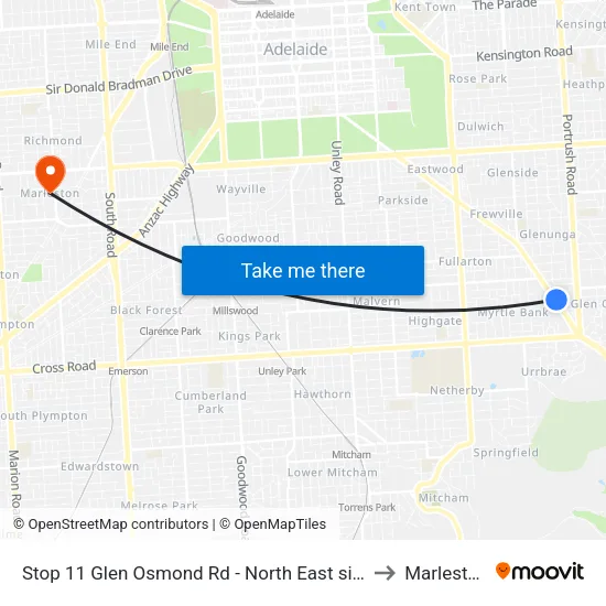 Stop 11 Glen Osmond Rd - North East side to Marleston map