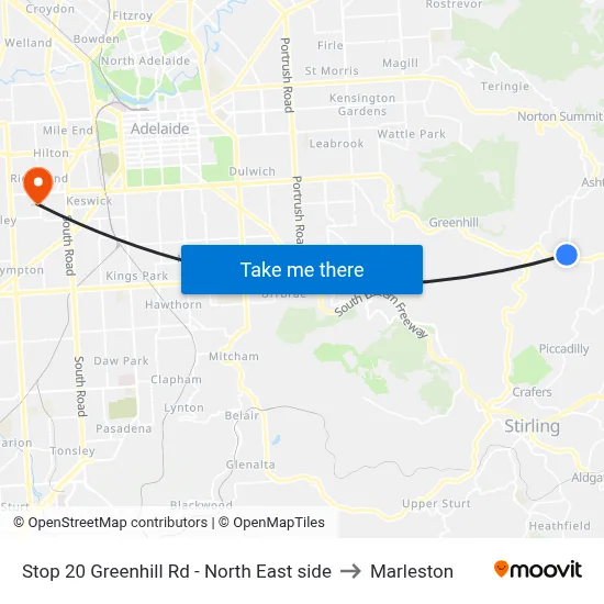 Stop 20 Greenhill Rd - North East side to Marleston map