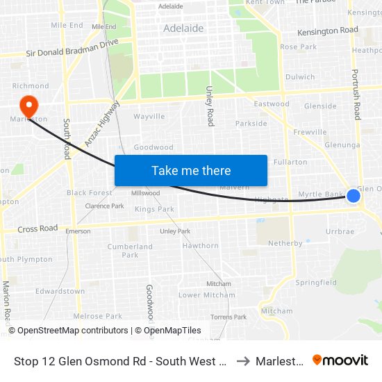 Stop 12 Glen Osmond Rd - South West side to Marleston map