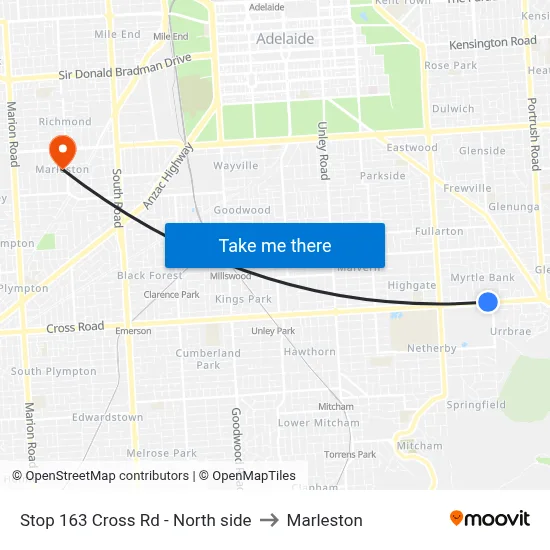 Stop 163 Cross Rd - North side to Marleston map