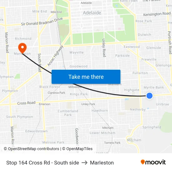 Stop 164 Cross Rd - South side to Marleston map