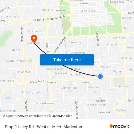 Stop 9 Unley Rd - West side to Marleston map
