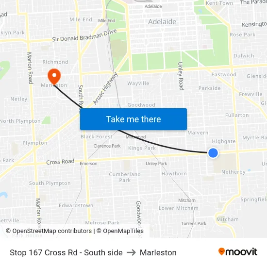 Stop 167 Cross Rd - South side to Marleston map