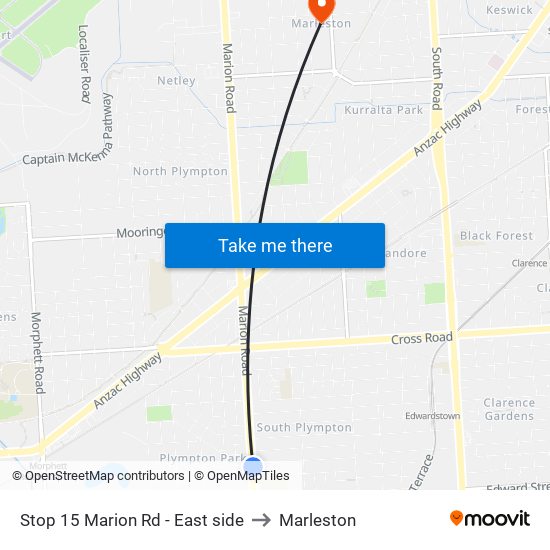 Stop 15 Marion Rd - East side to Marleston map