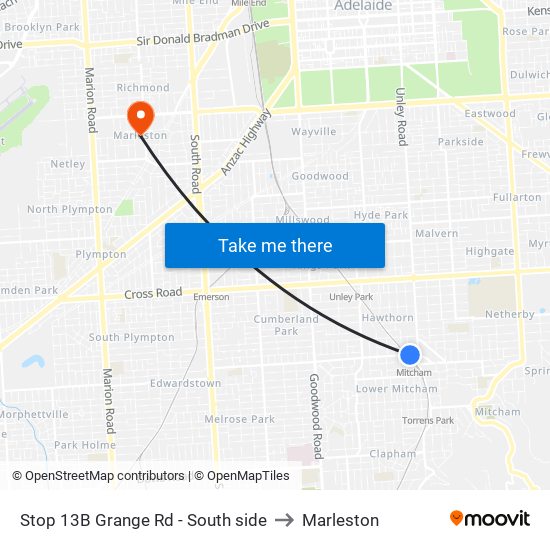 Stop 13B Grange Rd - South side to Marleston map