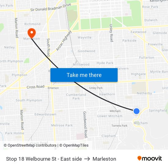 Stop 18 Welbourne St - East side to Marleston map