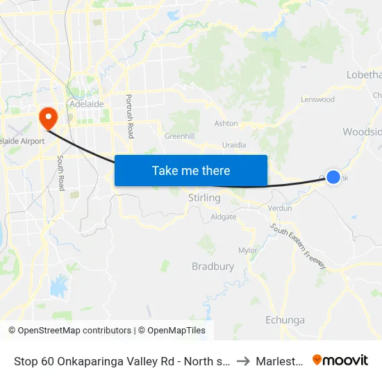 Stop 60 Onkaparinga Valley Rd - North side to Marleston map