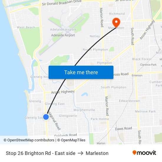 Stop 26 Brighton Rd - East side to Marleston map