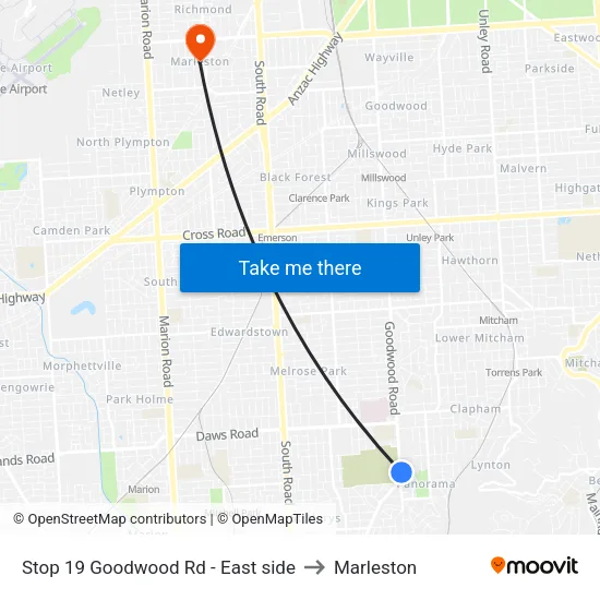 Stop 19 Goodwood Rd - East side to Marleston map