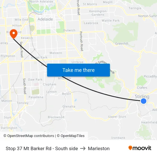 Stop 37 Mt Barker Rd - South side to Marleston map