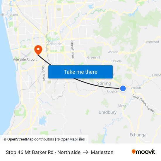 Stop 46 Mt Barker Rd - North side to Marleston map