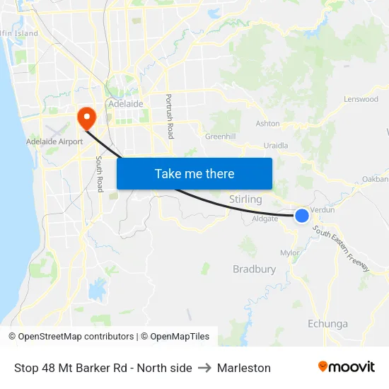 Stop 48 Mt Barker Rd - North side to Marleston map