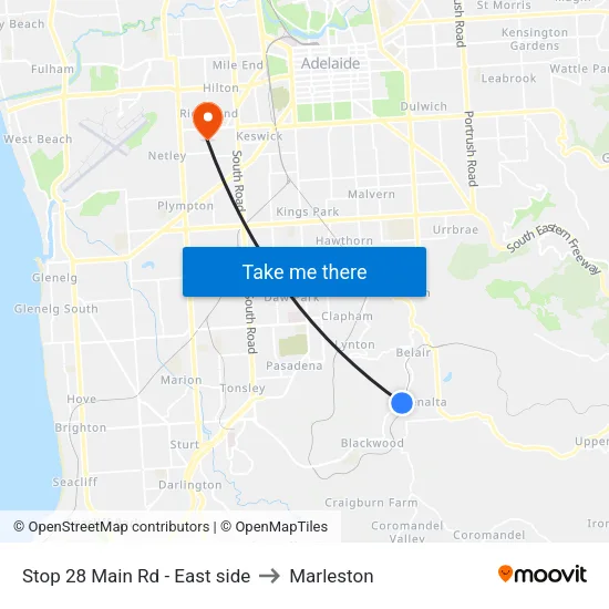 Stop 28 Main Rd - East side to Marleston map